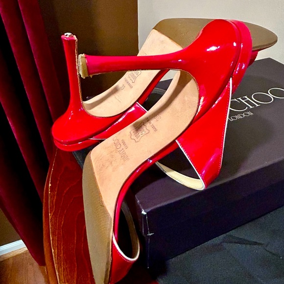 Jimmy Choo Patent Leather Candy Apple Red heels - Picture 7 of 7
